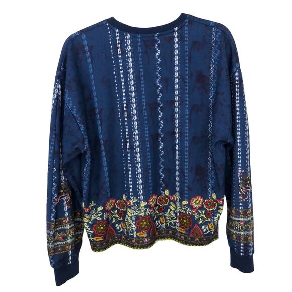 Adidas x Farm Rio Cirandeira Sweatshirt Cropped Blue Floral Crewneck Pullover XS - Picture 4 of 11